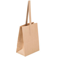 1/4 Peck "Freshman" Natural Brown Kraft Paper Produce Customizable Market Stand Bag with Handle - 500/Case