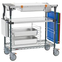 Metro MS1836-FSNK-PK2 PrepMate MultiStation with Accessory Pack and Stainless Steel and MetroSeal 3 Wire Shelving - 38 inch x 19 3/8 inch x 39 1/8 inch