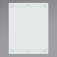 8 1/2 inch x 11 inch Menu Paper - Green Swirl Border - 100/Pack