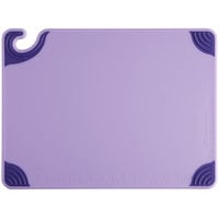 San Jamar CBG152012PR Saf-T-Zone™ 20 inch x 15 inch x 1/2 inch Purple Allergen Cutting Board with Hook