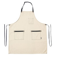 Hardmill Natural Standard Canvas Full Length Bib Apron with 2 Pockets - 34 inch x 29 inch