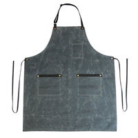 Hardmill Charcoal Waxed Canvas Full Length Bib Apron with 2 Pockets - 34 inch x 29 inch