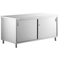 Regency 30 inch x 72 inch 16 Gauge Type 304 Stainless Steel Enclosed Base Table with Sliding Doors and Adjustable Midshelf