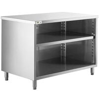Regency 30 inch x 48 inch 16 Gauge Type 304 Stainless Steel Enclosed Base Table with Open Front and Adjustable Midshelf