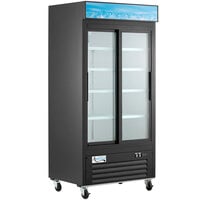 Avantco GDS-33-HCB 40 inch Black Sliding Glass Door Merchandiser Refrigerator with LED Lighting