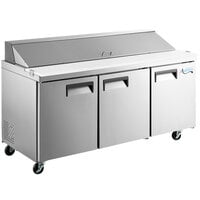 Avantco APT-71-HC 70 inch 3 Door Refrigerated Sandwich Prep Table