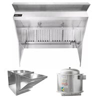 Halifax LPSHP2048 Type 1 Low Ceiling Sloped Front Commercial Kitchen Hood System with PSP Makeup Air - 20' x 48 inch