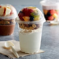 Fabri-Kal Greenware 12 oz. Compostable Clear Plastic Parfait Cup with 4 oz. Insert and Flat and Dome Lids - 100/Pack
