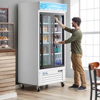 Avantco GDS-33-HCW 40 inch White Sliding Glass Door Merchandiser Refrigerator with LED Lighting