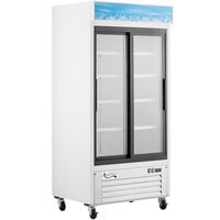 Avantco GDS-33-HCW 40" White Sliding Glass Door Merchandiser Refrigerator with LED Lighting