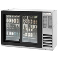 Beverage-Air BB48HC-1-GS-F-PT-S 48 inch Stainless Steel Underbar Height Sliding Glass Door Food Rated Pass-Through Back Bar Refrigerator