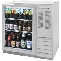 Beverage-Air BB36HC-1-FG-S 36 inch Stainless Steel Underbar Height Glass Door Food Rated Back Bar Refrigerator