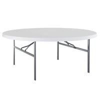 Lifetime 22673 72" Round White Granite Plastic Folding Table