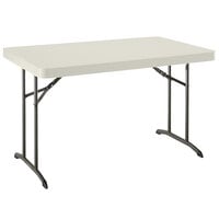 Lifetime 80568 48 inch x 30 inch Almond Plastic Folding Table