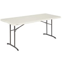 Lifetime 80382 72 inch x 30 inch Almond Plastic Fold-In-Half Table