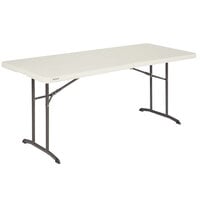 Lifetime 80382 72" x 30" Almond Plastic Fold-In-Half Table