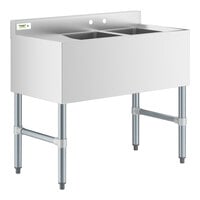 Regency 2 Bowl Underbar Sink with One Drainboard - 36" x 18 3/4"