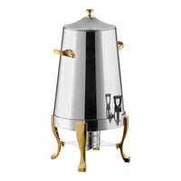 Choice Deluxe Stainless Steel 80 cup Coffee Chafer Urn with Gold Accents - 5 Gallon