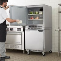 Beverage-Air UCR27AHC-24 Double Stacked 27 inch Undercounter Refrigerator with Left Hinged Doors and 6 inch Casters