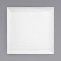 Front of the House DOS000WHP21 Spiral 12" White Square Porcelain Plate - 4/Case