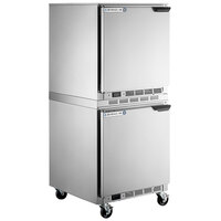 Beverage-Air UCF27AHC-24-ADA Double Stacked 27 inch Undercounter Freezer with Left Hinged Doors and 4 inch Casters