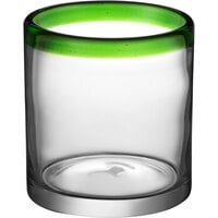 Acopa Tropic 12 oz. Rocks Glass with Green Rim - Sample