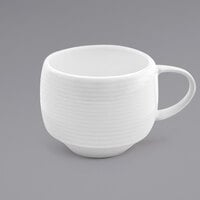 Front of the House DCS025WHP23 Spiral 8 oz. White Stackable Porcelain Cup - 12/Case