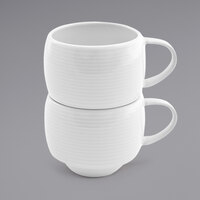 Front of the House DCS025WHP23 Spiral 8 oz. White Stackable Porcelain Cup - 12/Case