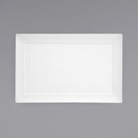 Front of the House DOS014WHP22 Spiral 14" x 9" White Rectangular Porcelain Plate - 6/Case