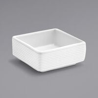 Front of the House TSH007WHP23 Spiral 3 oz. Superwhite Square Ribbed Porcelain Ramekin - 12/Case