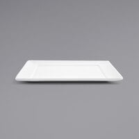 Front of the House DSP027WHP23 Spiral 7 1/2 inch White Porcelain Square Plate - 12/Case