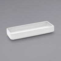 Front of the House DSD047WHP23 Spiral 3 oz. White Rectangular Ribbed Porcelain Ramekin - 12/Case
