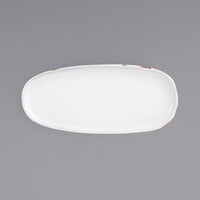 Front of the House DSP037WHP23 Artefact 11 inch x 5 inch Superwhite Porcelain Oval Plate - 12/Case
