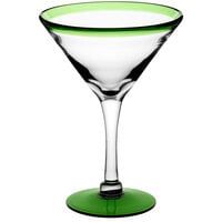 Acopa Tropic 15 oz. Martini Glass with Green Rim and Base - Sample