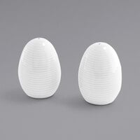 Front of the House TSP004WHP23 Spiral 2 oz. White Porcelain Salt and Pepper Shaker Set - 12/Case