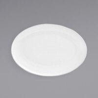 Front of the House DSP023WHP22 Spiral 9 1/2 inch x 6 3/4 inch White Porcelain Oval Coupe Plate - 6/Case