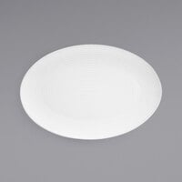 Front of the House DOS028WHP21 Spiral 13 inch x 9 inch White Oval Porcelain Coupe Plate - 4/Case