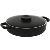 Front of the House DBO140BKC20 Kiln 56 oz. Black Round Stoneware Ovenware Dish with Lid - 2/Case