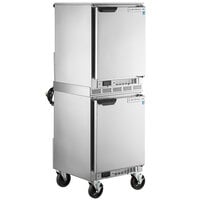Beverage-Air UCF20HC and UCR20HC Double Stacked 20 inch Undercounter Freezer and Refrigerator with 6 inch Casters