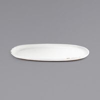 Front of the House DOS033WHP21 Artefact 13 inch x 9 inch White Oval Porcelain Plate - 4/Case