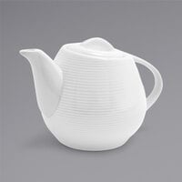 Front of the House BTP002WHP12 Spiral 15 oz. Porcelain Teapot with Lid - 6/Case