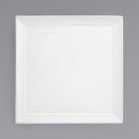 Front of the House DDP060WHP22 Spiral 10 3/4 inch White Square Porcelain Plate - 6/Case