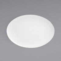 Front of the House DDP053WHP22 Spiral 11 1/2" x 8 1/4" White Oval Porcelain Coupe Plate - 6/Case