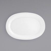 Front of the House DOS012WHP12 Spiral 14 inch x 9 3/4 inch White Oval Porcelain Platter - 6/Case