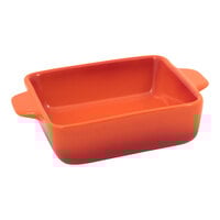 Front of the House DBO138ORC23 Kiln 14 oz. Blood Orange Square Stoneware Ovenware Dish - 12/Case