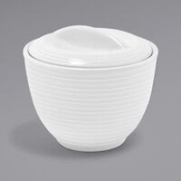 Front of the House TSC004WHP23 Spiral 6 oz. White Porcelain Sugar Pot with Lid - 12/Case
