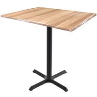 Holland Bar Stool OD211-3030BWOD3048NAT EnduroTop 30 inch x 48 inch Natural Wood Laminate Indoor / Outdoor Standard Height Table with Cross Base