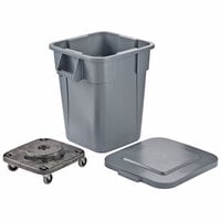 Rubbermaid BRUTE 40 Gallon Gray Square Trash Can with Lid and Dolly