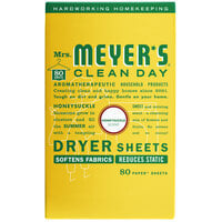 Mrs. Meyer's Clean Day 675597 80-Count Honeysuckle Dryer Sheets - 12/Case