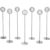 American Metalcraft NSC10 Silver Stamped Out Number Table Stand Set - Numbers 1-10